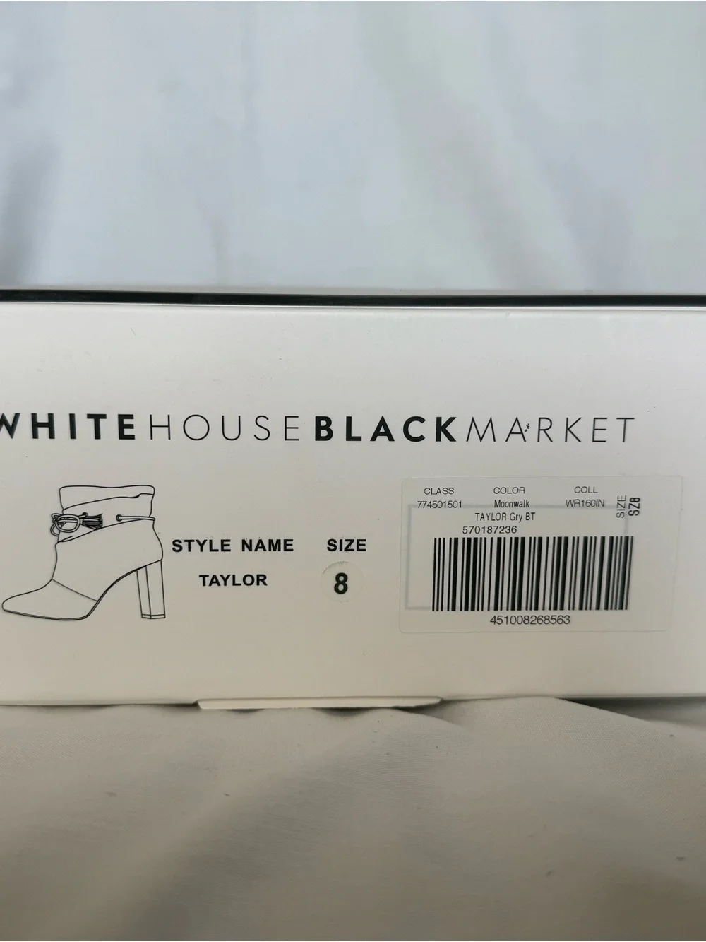 NIB White House Black Market  Taylor Gray Suede Booties - Size 8